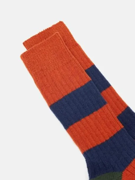Socks Men Joules OrangeNavy Cosy Striped Socks