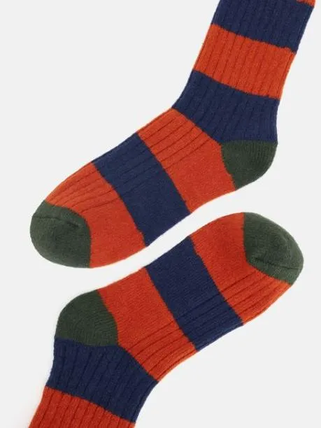 Socks Men Joules OrangeNavy Cosy Striped Socks