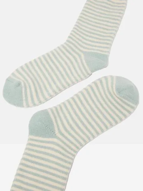 Socks Women Joules Mint Green Cosy Striped Socks Size 48