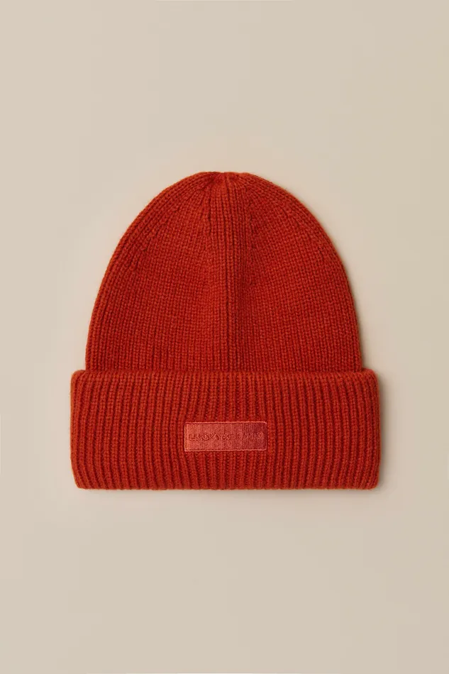 Solid Knit Beanie Medium Brown Women Lucky Brand Hats