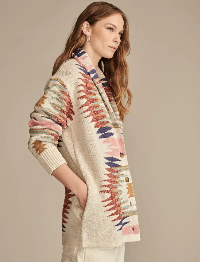 Southwestern Cardigan Multi Southwest Print Women Lucky Brand Sweaters and Sweatshirts