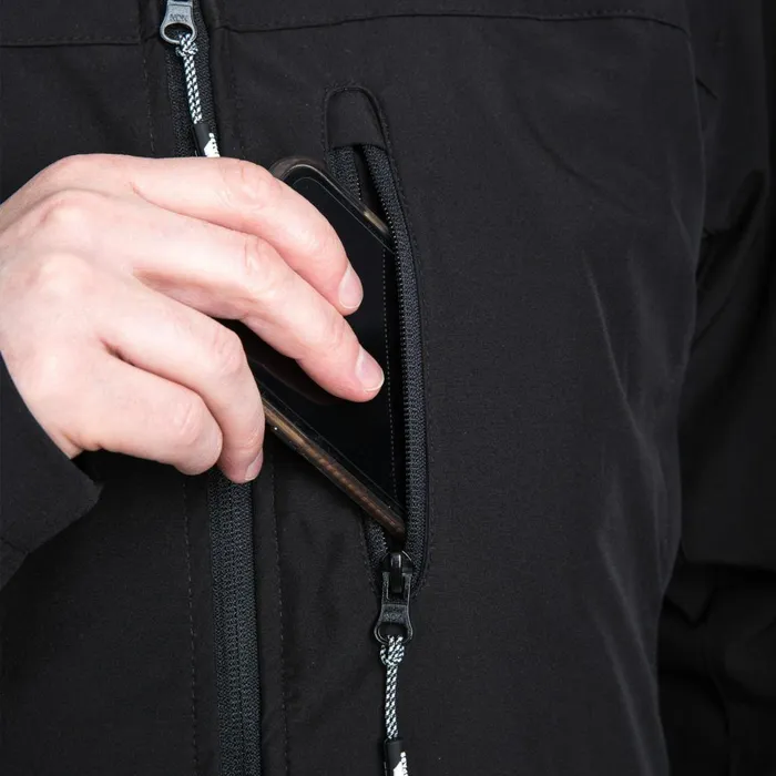 Stanford Hooded Softshell Jacket Black Men Trespass Softshell Jackets