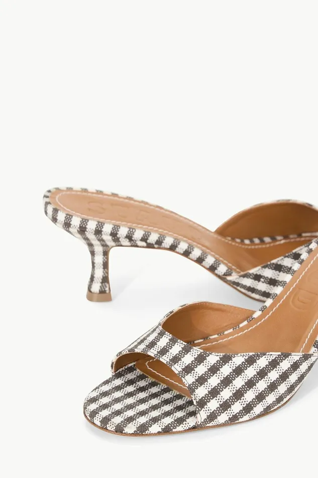 STAUD BRIGITTE MULE Dark Chocolate Micro Check Women Mules and Flats STAUD BRIGITTE MULE Dark Chocolate Micro Check Women Mules and Flats