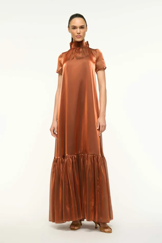 STAUD CALLUNA DRESS Iridescent Cacao Women Dresses