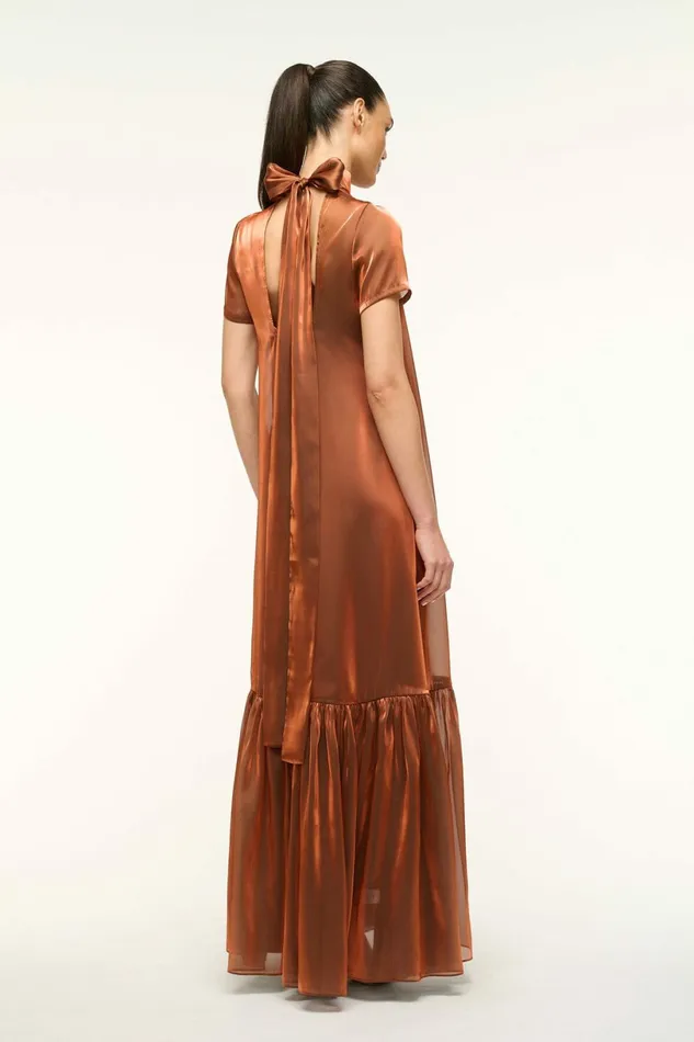 STAUD CALLUNA DRESS Iridescent Cacao Women Dresses STAUD CALLUNA DRESS Iridescent Cacao Women Dresses