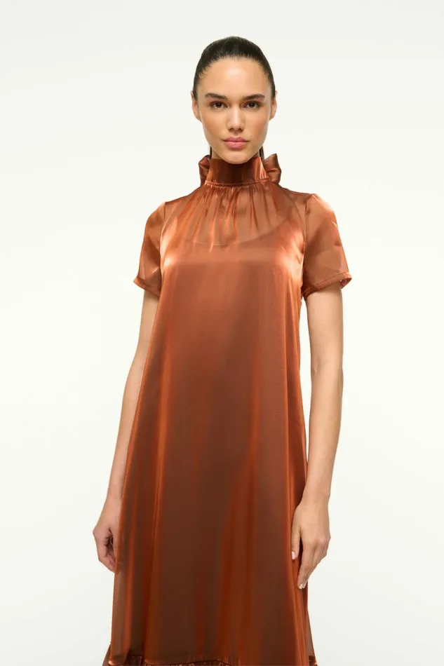 STAUD CALLUNA DRESS Iridescent Cacao Women Dresses STAUD CALLUNA DRESS Iridescent Cacao Women Dresses