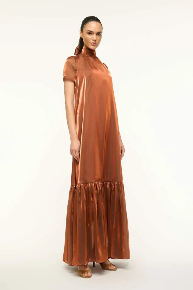 STAUD CALLUNA DRESS Iridescent Cacao Women Dresses STAUD CALLUNA DRESS Iridescent Cacao Women Dresses