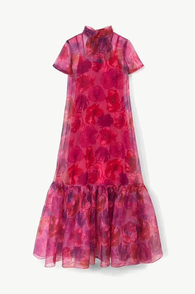 STAUD CALLUNA DRESS Magenta Painted Floral Women Dresses