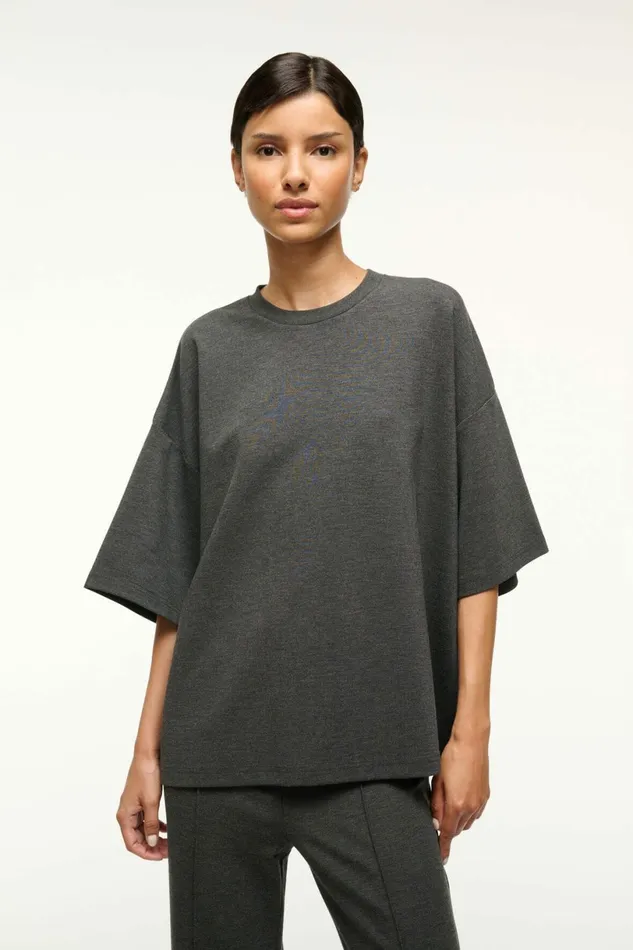 STAUD CAPSULE TOP Heather Grey Women Tops