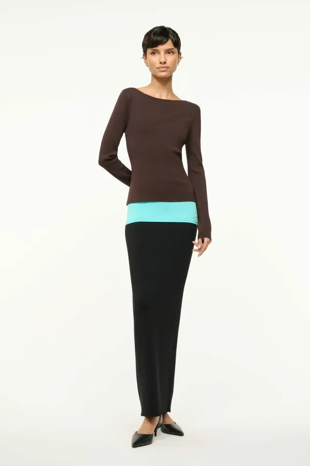 STAUD CARILO DRESS Earth Aqua Black Women Dresses