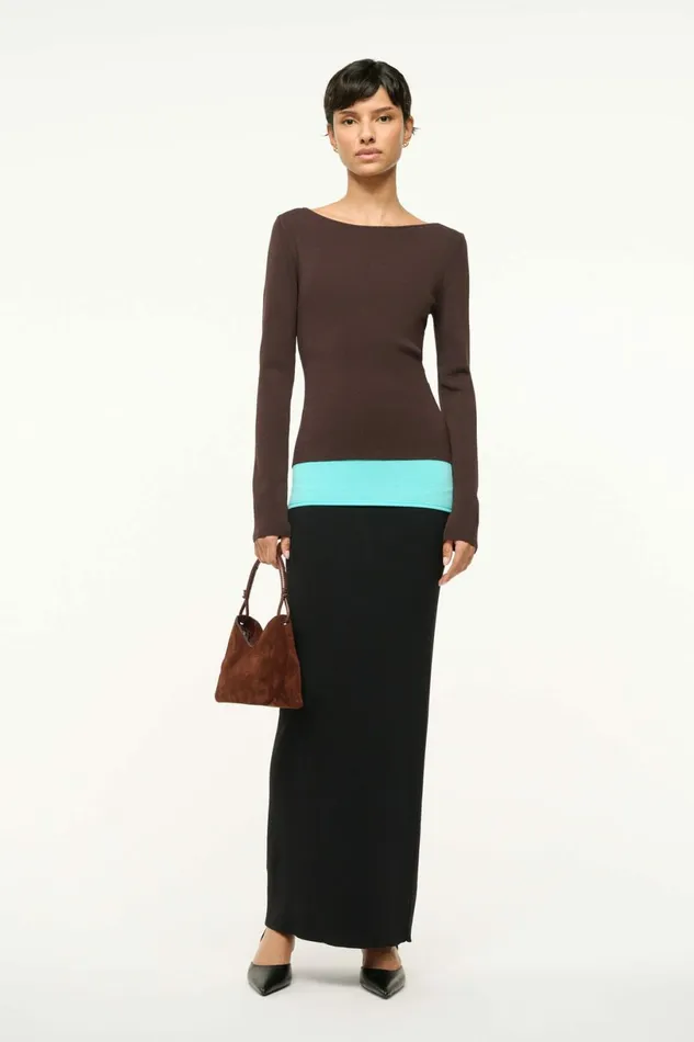 STAUD CARILO DRESS Earth Aqua Black Women Dresses STAUD CARILO DRESS Earth Aqua Black Women Dresses