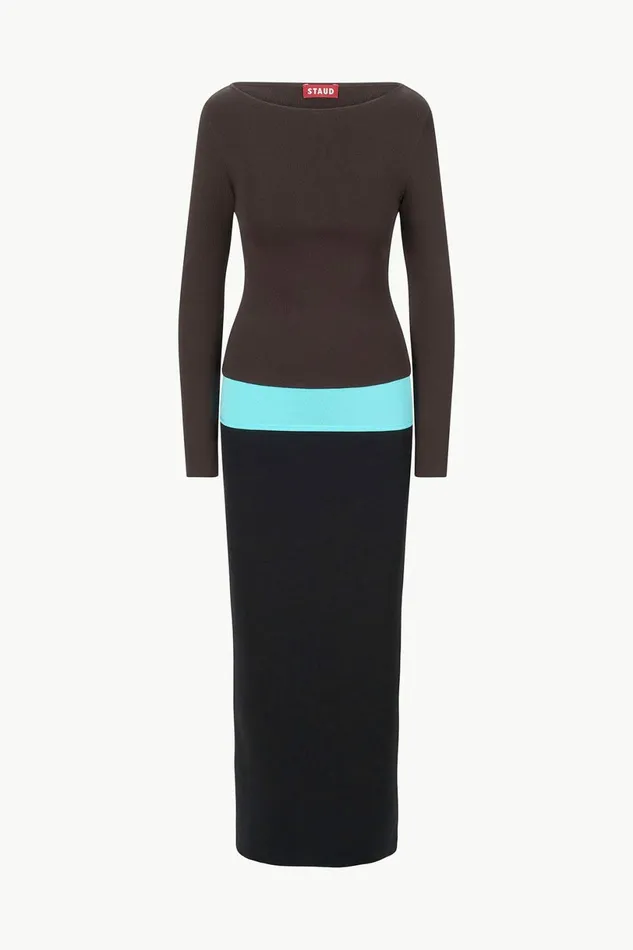 STAUD CARILO DRESS Earth Aqua Black Women Dresses STAUD CARILO DRESS Earth Aqua Black Women Dresses