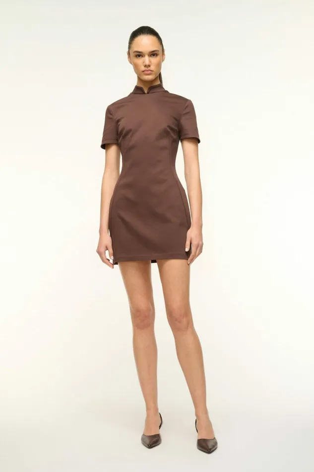 STAUD CASS DRESS Dark Chocolate Women Dresses