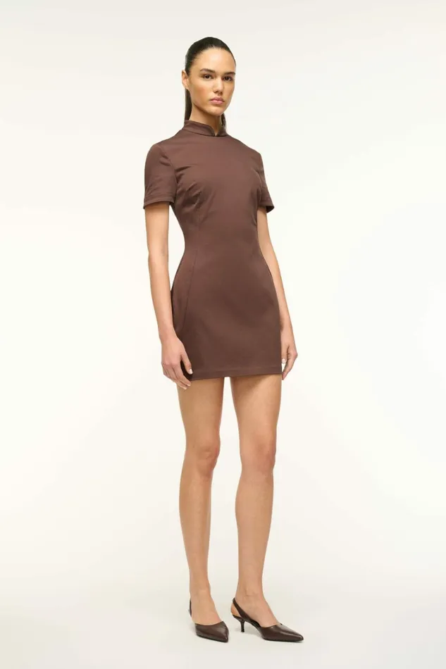 STAUD CASS DRESS Dark Chocolate Women Dresses