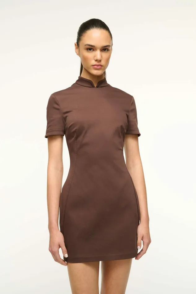 STAUD CASS DRESS Dark Chocolate Women Dresses