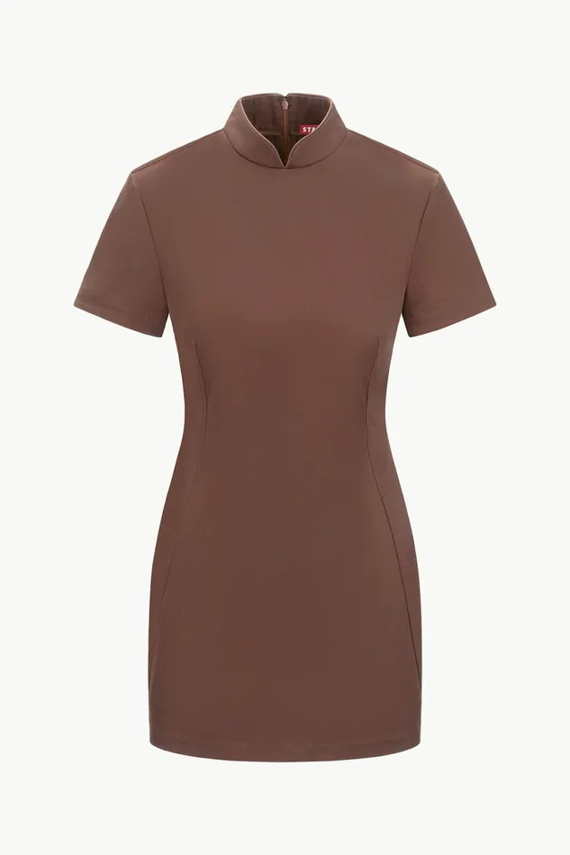 STAUD CASS DRESS Dark Chocolate Women Dresses