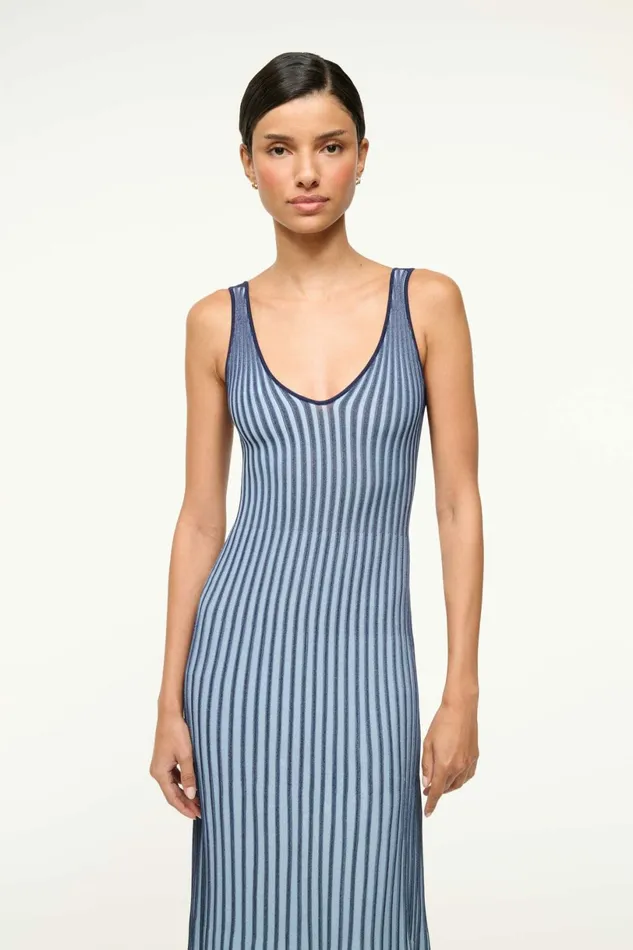 STAUD CLARETTA DRESS Navy Clear Blue Women Dresses STAUD CLARETTA DRESS Navy Clear Blue Women Dresses