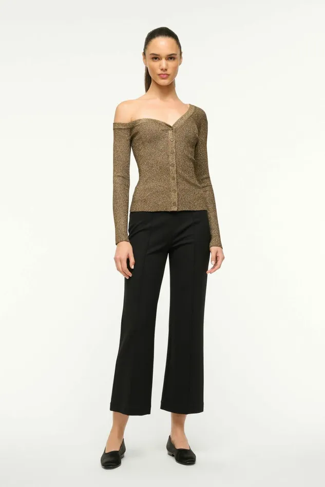 STAUD CRAFTSMAN SWEATER Metallic Gold Women Tops STAUD CRAFTSMAN SWEATER Metallic Gold Women Tops