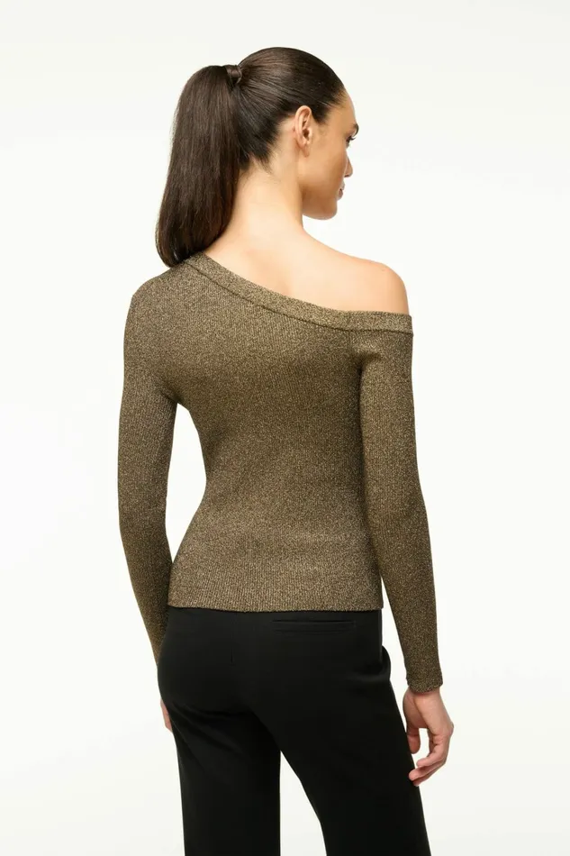 STAUD CRAFTSMAN SWEATER Metallic Gold Women Tops STAUD CRAFTSMAN SWEATER Metallic Gold Women Tops