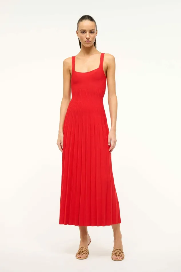 STAUD ELLISON DRESS Red Rose Women Dresses