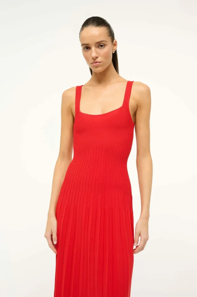STAUD ELLISON DRESS Red Rose Women Dresses