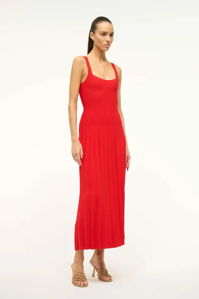 STAUD ELLISON DRESS Red Rose Women Dresses