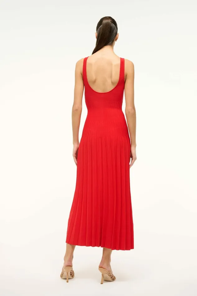 STAUD ELLISON DRESS Red Rose Women Dresses
