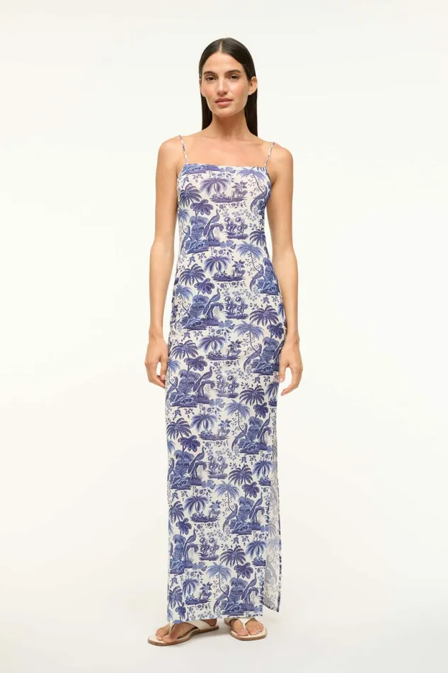 STAUD HASTINGS COVERUP DRESS Blue Toile Women Swim