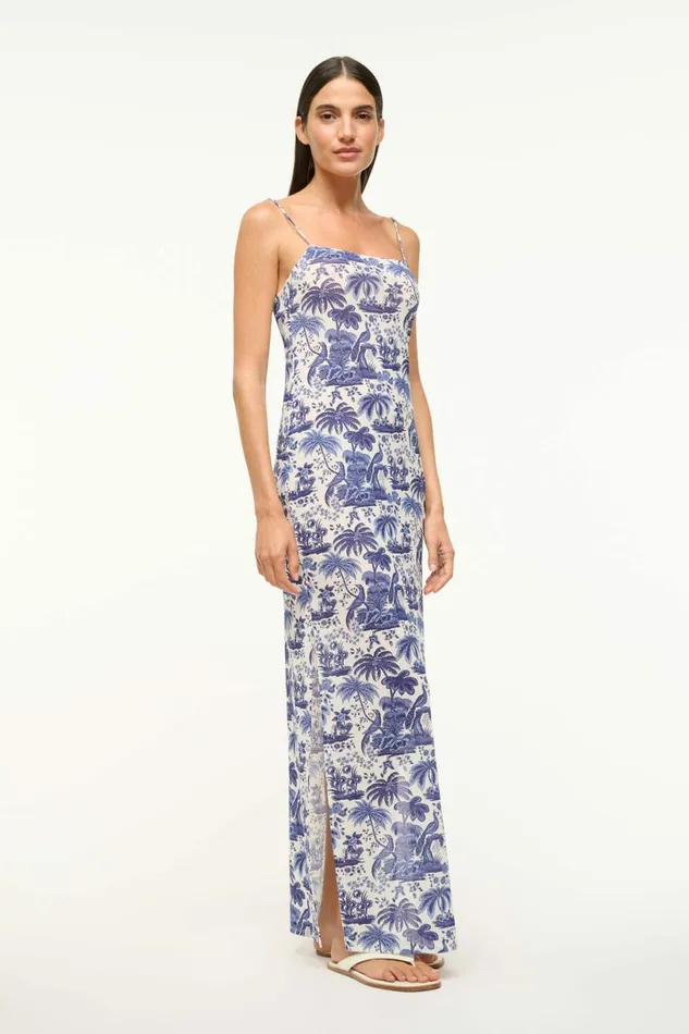 STAUD HASTINGS COVERUP DRESS Blue Toile Women Swim