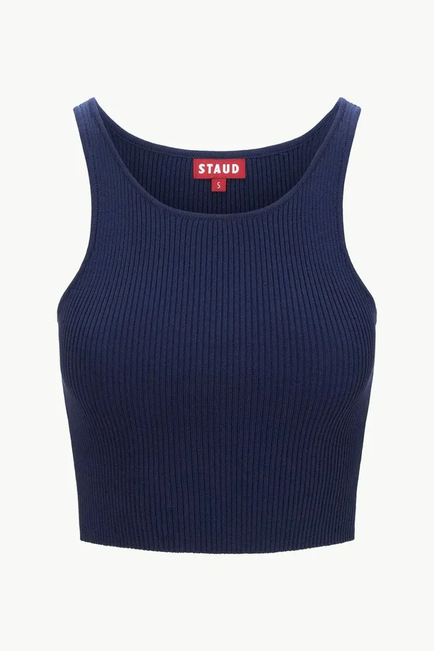 STAUD IBISCO CROPPED TANK Navy Women Tops STAUD IBISCO CROPPED TANK Navy Women Tops