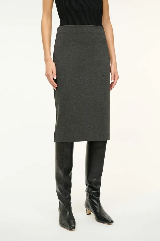 STAUD PASCALE PENCIL SKIRT Heather Grey Women Skirts STAUD PASCALE PENCIL SKIRT Heather Grey Women Skirts