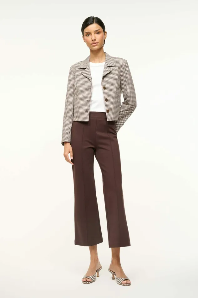 STAUD REGENCY JACKET Dark Chocolate Micro Check Women Outerwear and Jackets