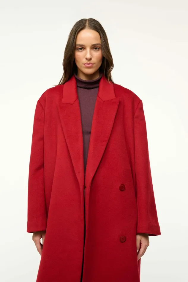 STAUD SERGE COAT Rouge Women Outerwear and Jackets STAUD SERGE COAT Rouge Women Outerwear and Jackets