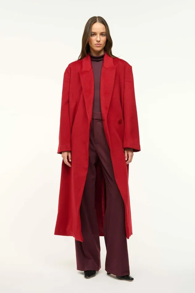 STAUD SERGE COAT Rouge Women Outerwear and Jackets STAUD SERGE COAT Rouge Women Outerwear and Jackets