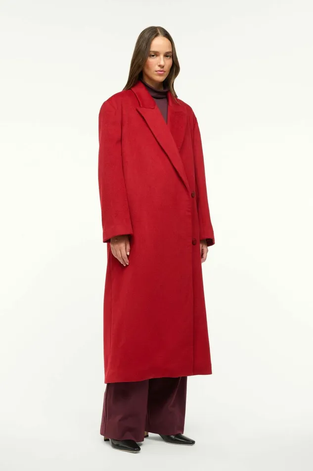 STAUD SERGE COAT Rouge Women Outerwear and Jackets STAUD SERGE COAT Rouge Women Outerwear and Jackets