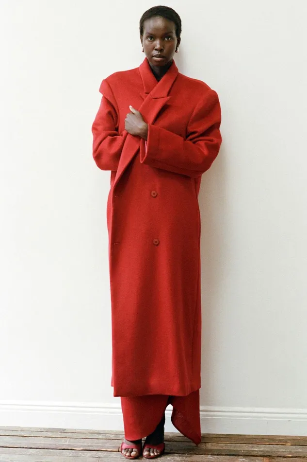 STAUD SERGE COAT Rouge Women Outerwear and Jackets STAUD SERGE COAT Rouge Women Outerwear and Jackets