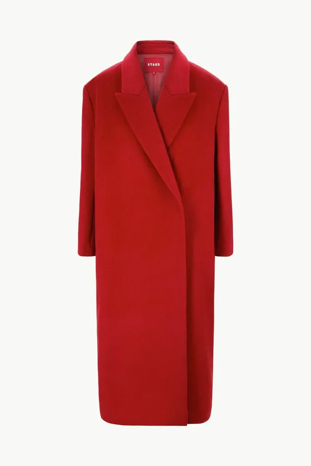 STAUD SERGE COAT Rouge Women Outerwear and Jackets STAUD SERGE COAT Rouge Women Outerwear and Jackets