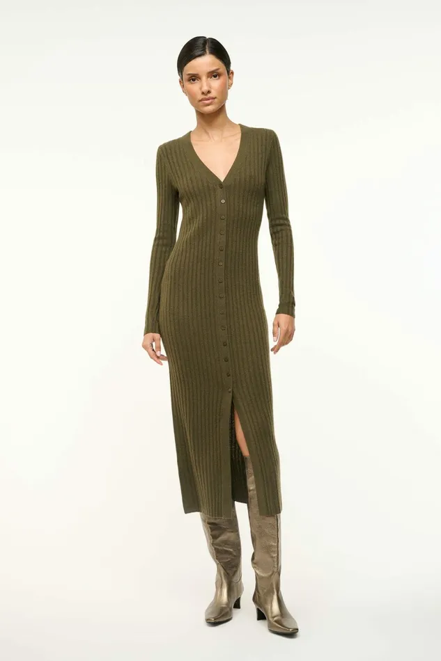 STAUD SHOKO CASHMERE SWEATER Dark Olive Women Dresses