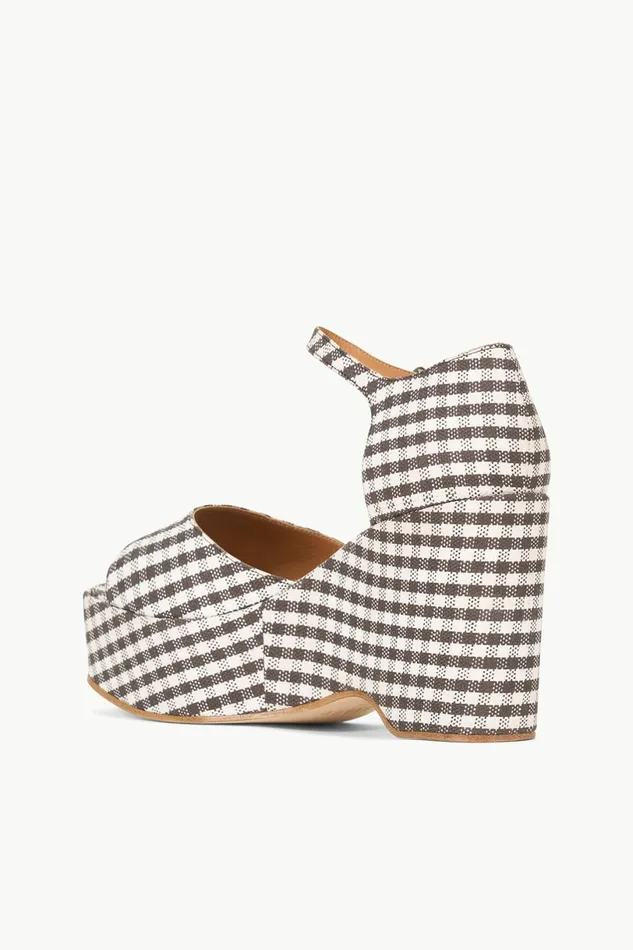 STAUD STELLA PLATFORM SANDAL Dark Chocolate Micro Check Women Platforms and Wedges STAUD STELLA PLATFORM SANDAL Dark Chocolate Micro Check Women Platforms and Wedges