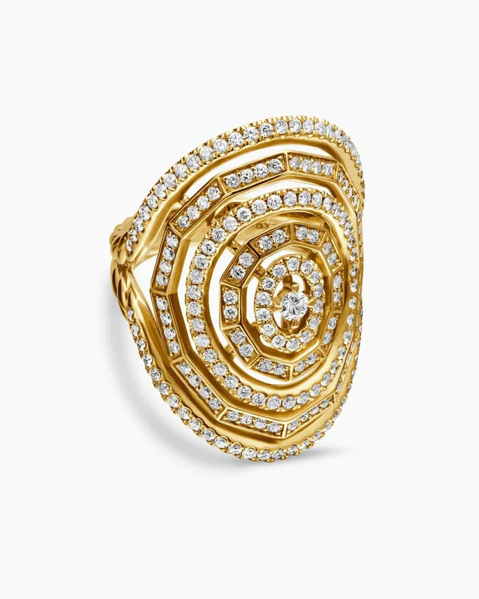 Stax Ring In 18K Yellow Gold With Diamonds 30mm Women David Yurman Statement