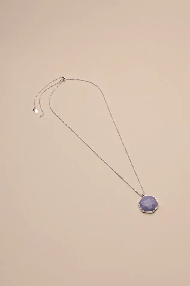 Stone Pendant Necklace Silver Women Lucky Brand Jewelry