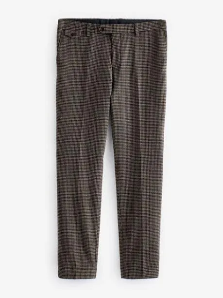 Suits and Tailoring Men Joules Brown Slim Fit Dogtooth Texture Suit Trousers