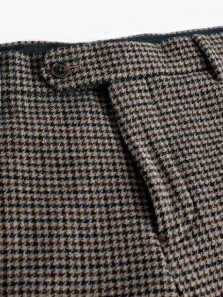 Suits and Tailoring Men Joules Brown Slim Fit Dogtooth Texture Suit Trousers