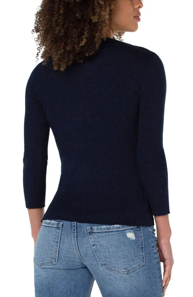 SWEATERS Women Liverpool Los Angeles CREWNECK 34 SLEEVE SWEATER Dark Navy