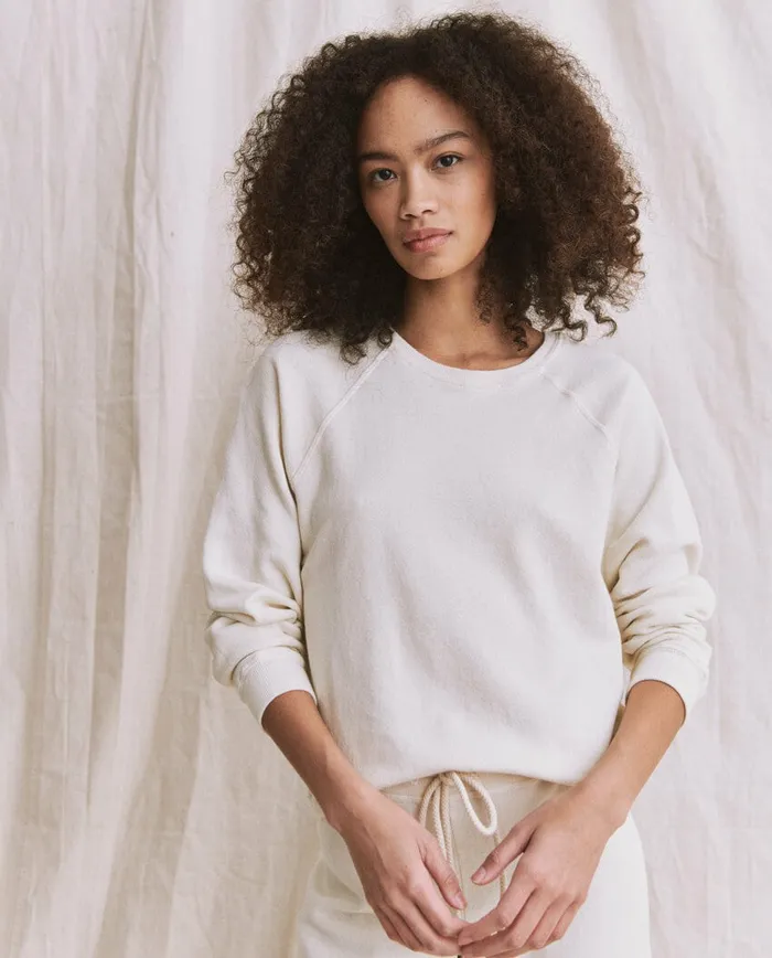 Sweatshirts Women The Great The Shrunken Sweatshirt Washed White