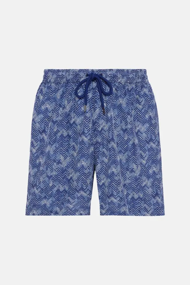 Swim Shorts Men Boggi Milano Herringbone Print Swimsuit Navy Blue Swim Shorts Men Boggi Milano Herringbone Print Swimsuit Navy Blue