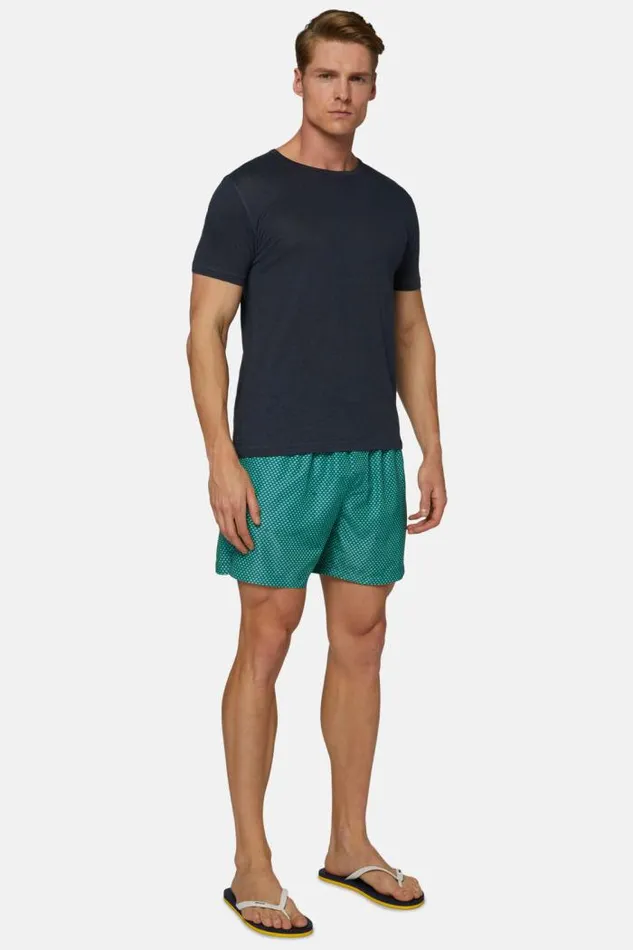TShirts Men Boggi Milano TShirt In Stretch Linen Jersey Navy Blue