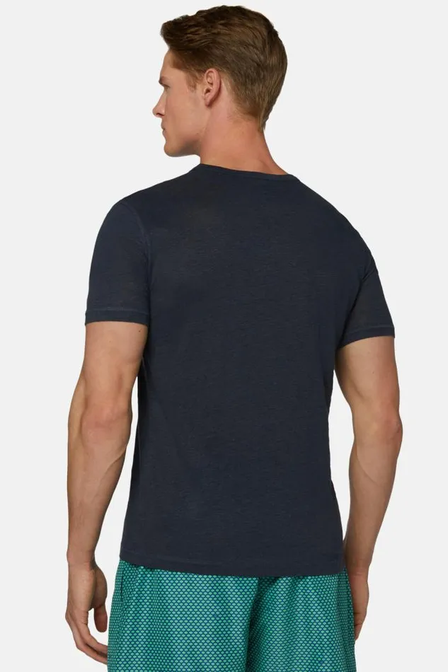 TShirts Men Boggi Milano TShirt In Stretch Linen Jersey Navy Blue TShirts Men Boggi Milano TShirt In Stretch Linen Jersey Navy Blue