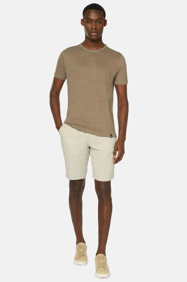 TShirts Men Boggi Milano TShirt In Stretch Linen Jersey Taupe