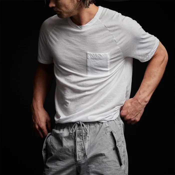 TShirts Men James Perse Linen Palm Tee White